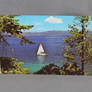 Vintage Postcard - Sailboat on Lake Tahoe - Dexter Press
